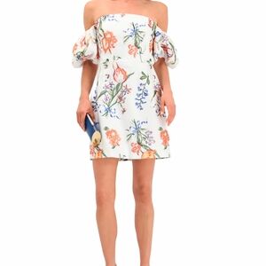 NWT Marchesa Notte Floral Puff Sleeve Dress Size 6